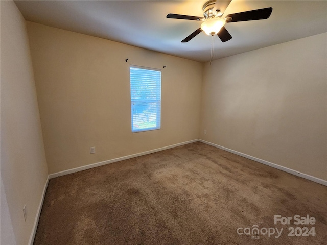 spare room with ceiling fan and carpet floors