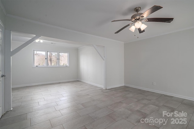 additional living space featuring ceiling fan