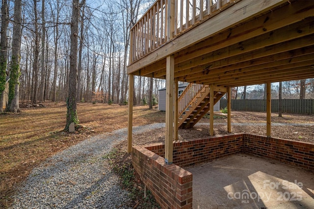 view of patio featuring a wooden deck