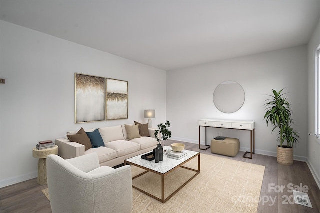 living room with hardwood / wood-style floors