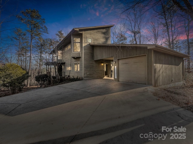 view of front of property with a garage