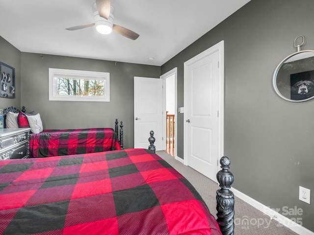 bedroom with carpet and ceiling fan