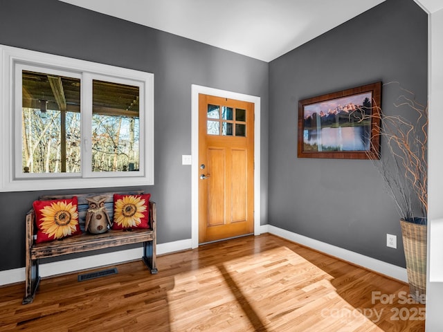 entrance foyer with light hardwood / wood-style floors