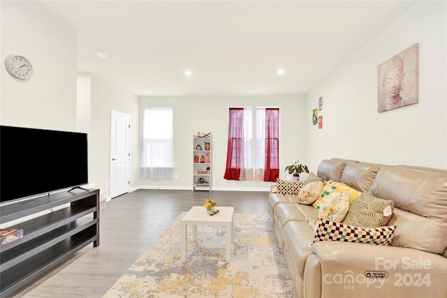 living room with light wood-type flooring