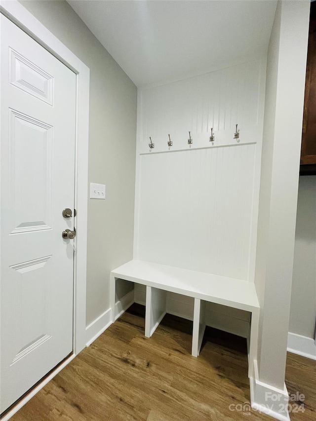 mudroom with hardwood / wood-style floors