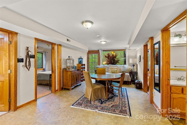 dining room featuring sink