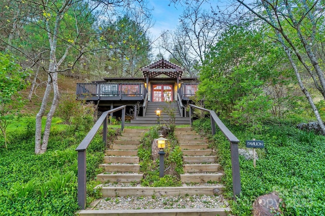 view of front of home with a gazebo