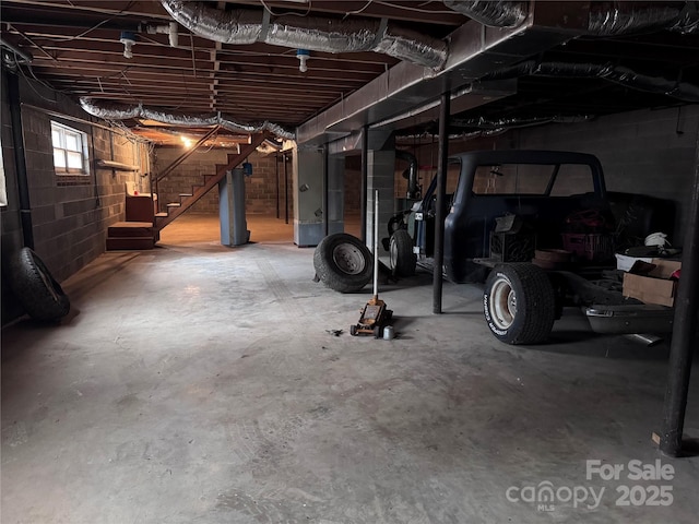 basement featuring water heater