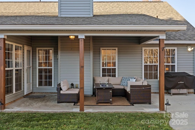 view of patio / terrace with outdoor lounge area and grilling area