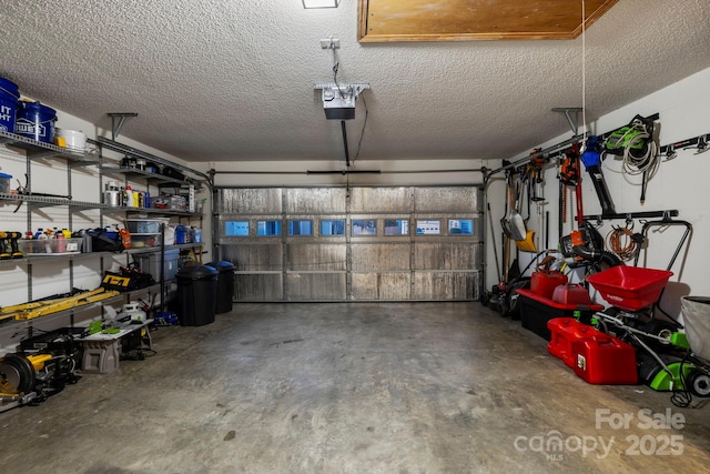 garage with a garage door opener