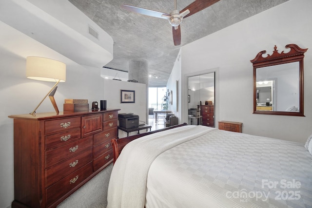 bedroom with carpet flooring and ceiling fan