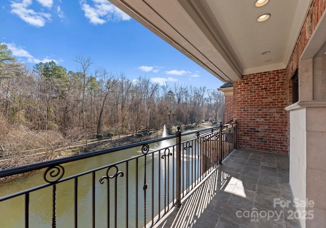 balcony with a water view