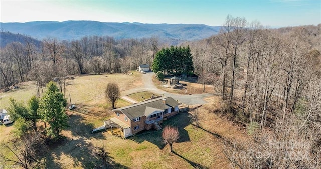 drone / aerial view with a mountain view