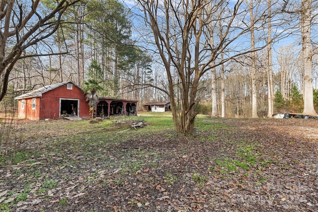 view of yard with an outbuilding