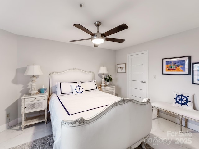 bedroom featuring ceiling fan