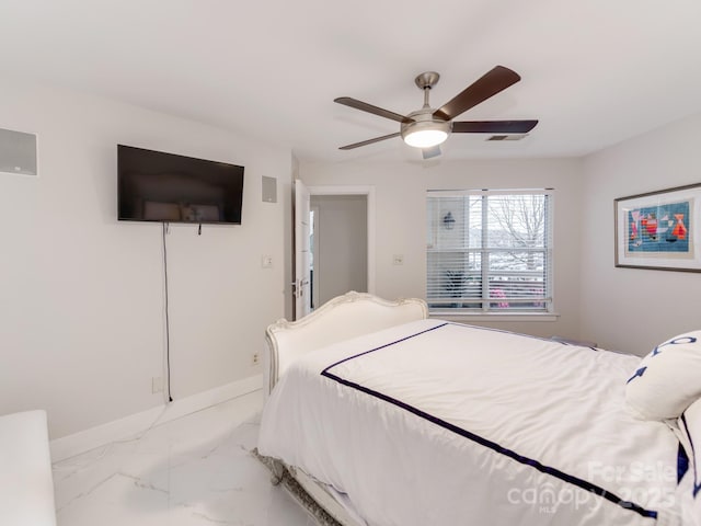 bedroom featuring ceiling fan