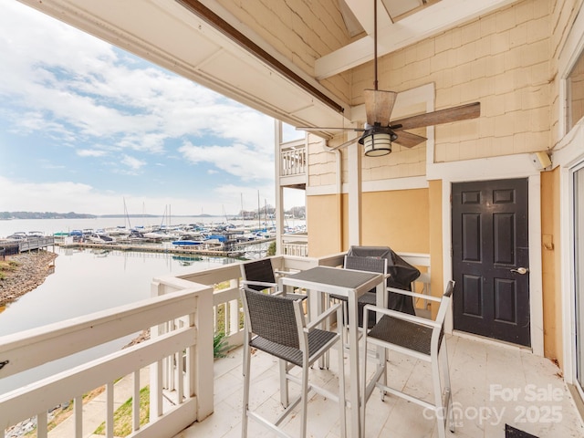 balcony with a water view