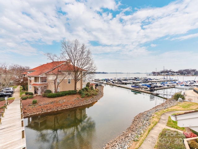 water view with a dock