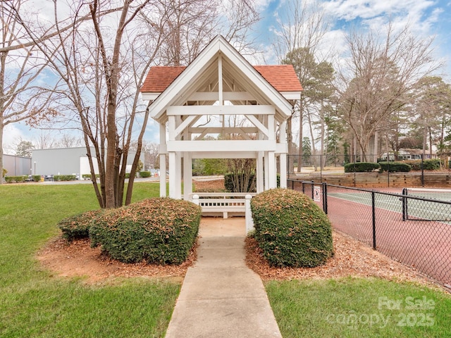 view of property's community featuring a gazebo and a yard