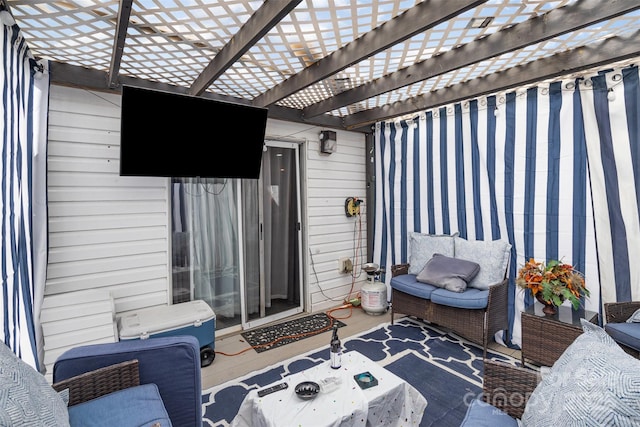 view of patio featuring a pergola