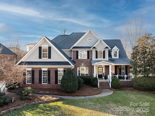 view of front of house featuring a front lawn and a porch