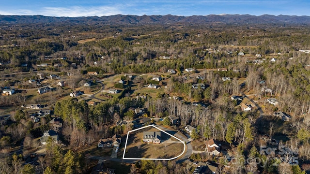 aerial view with a mountain view