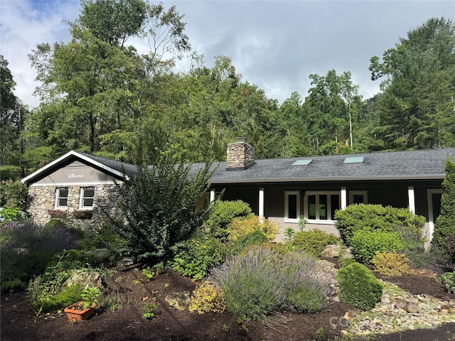 53 Jump Cove Rd, Weaverville, NC 28787 - view of front of home featuring a chimney, roof with shingles, and french doors