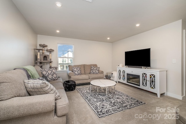 living room with carpet