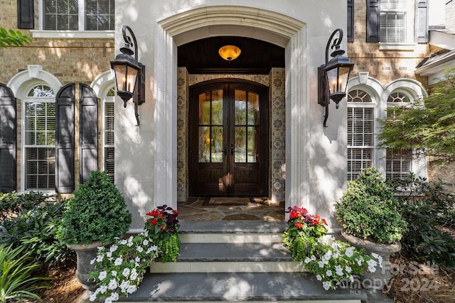 view of exterior entry with french doors