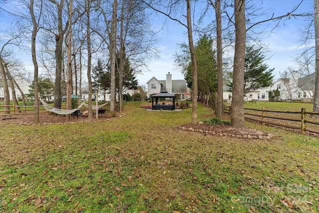 view of yard with a gazebo