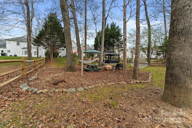 view of yard featuring a gazebo