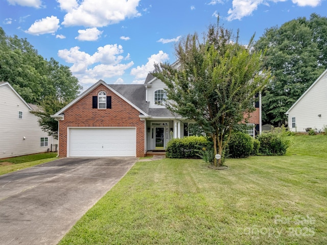 9903 Southampton Commons Dr, Charlotte, NC 28277 - traditional home featuring brick siding, driveway, a front yard, and a garage