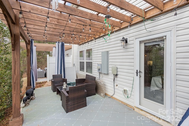 view of patio / terrace featuring a pergola