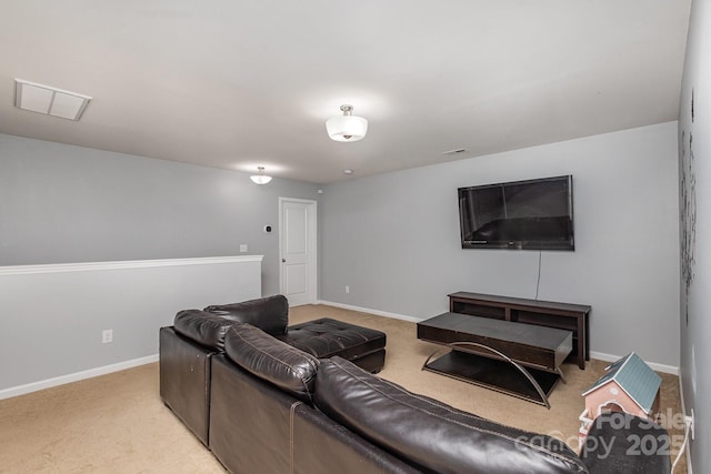 living room featuring light colored carpet