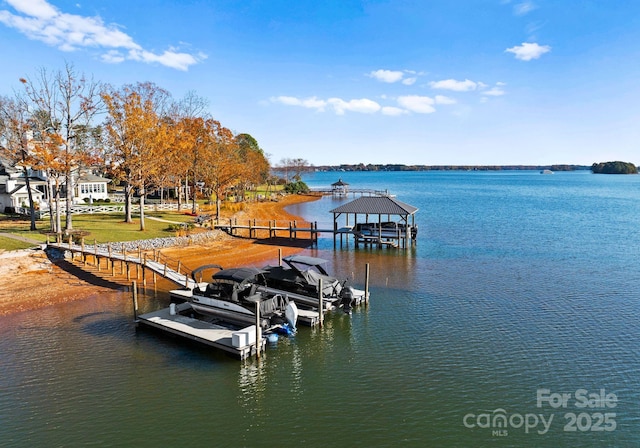 view of dock featuring a water view