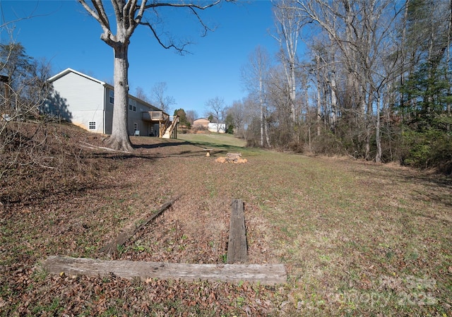 view of yard featuring a deck