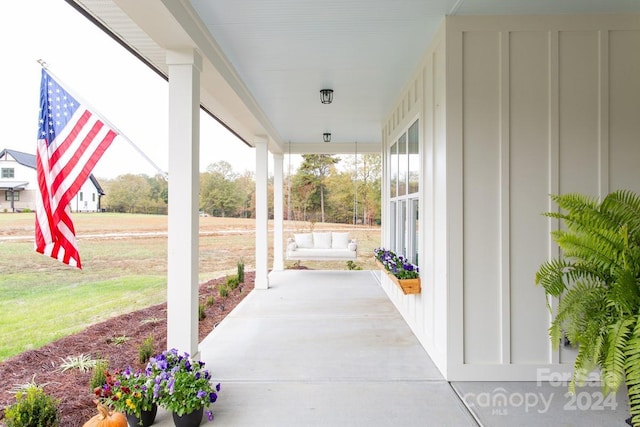 view of patio featuring covered porch