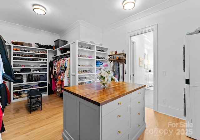 walk in closet featuring light wood-type flooring