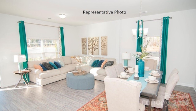 living room featuring hardwood / wood-style flooring