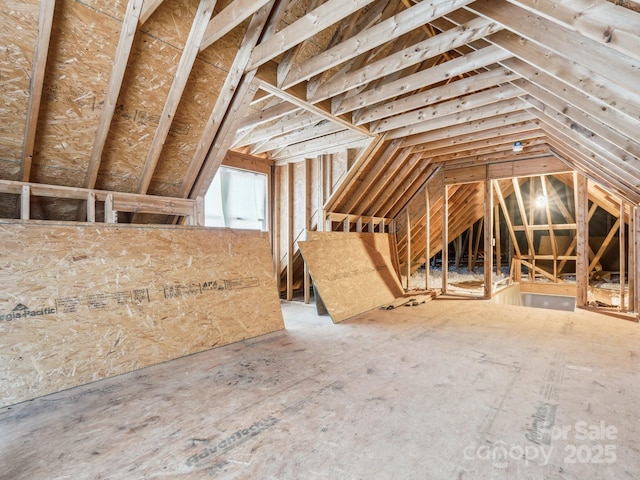 view of unfinished attic