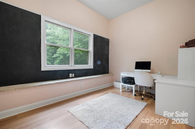 office space featuring light hardwood / wood-style flooring