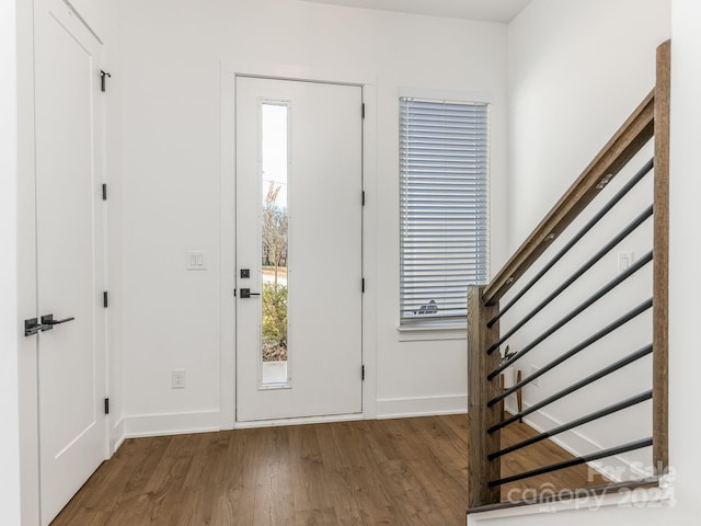 foyer entrance with dark wood-type flooring