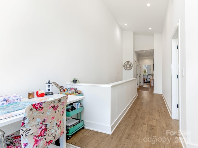 hall featuring light wood-type flooring