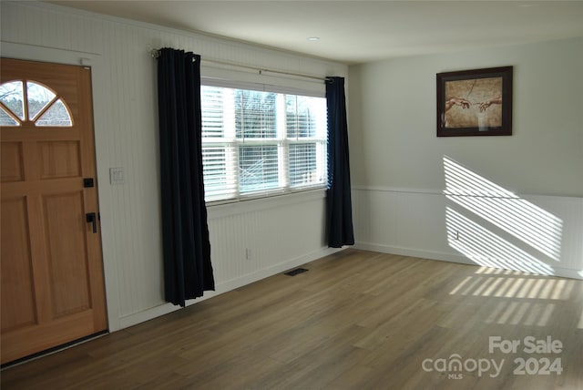 foyer with wood-type flooring