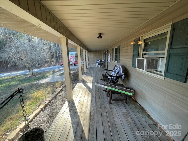 deck with cooling unit and covered porch