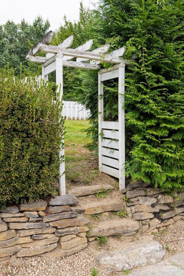 exterior space featuring a pergola