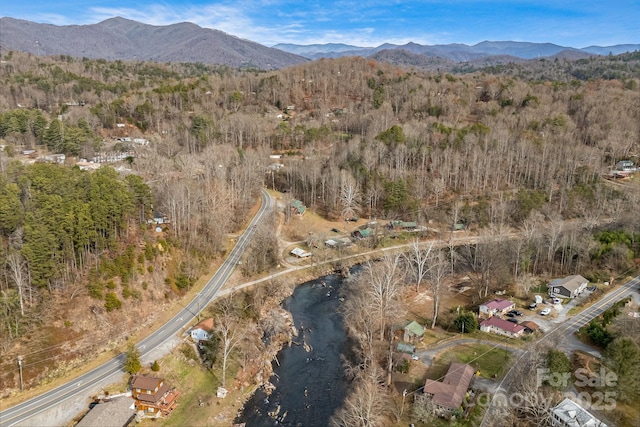 aerial view with a mountain view