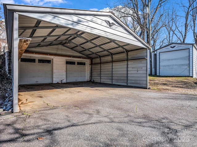 garage with a carport