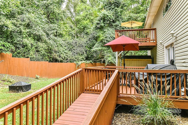 deck with a lawn