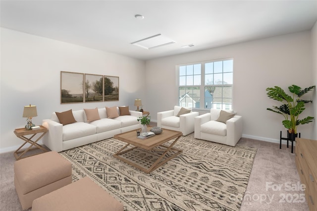 living room featuring carpet flooring